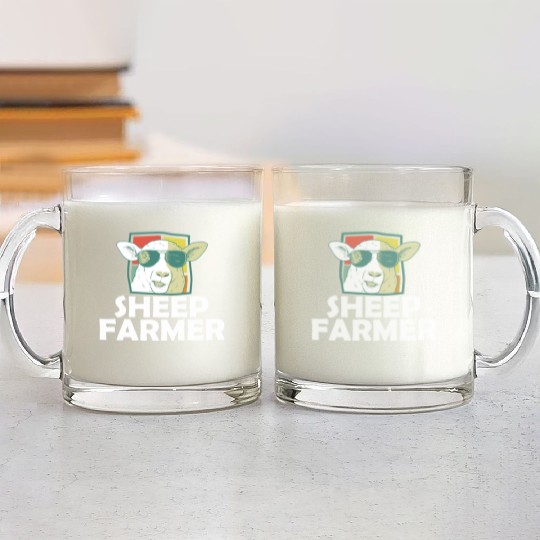 Retro Sheep Farmer Sunglasses Farming Glass Mugs