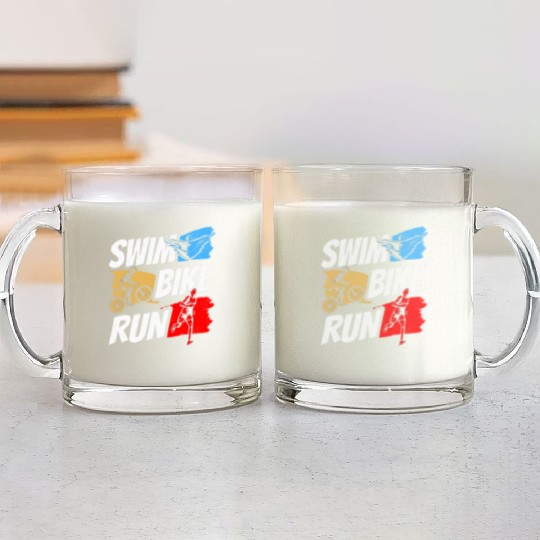 Swim Bike Run Triathlete Triathlon Triathlons Glass Mugs