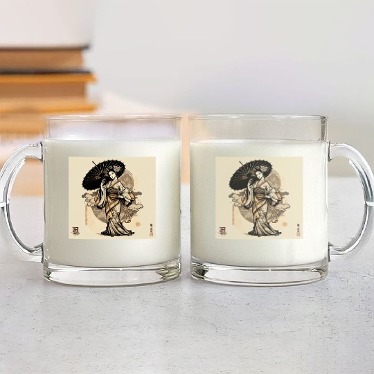 Japanese Kimono girl Glass Mugs