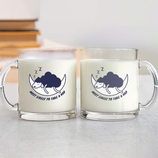 Most likely to take a nap, sleeping sheep Glass Mugs