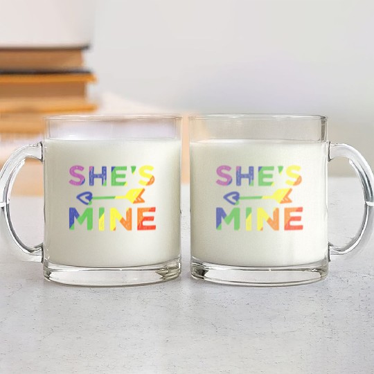 Lesbian Couple She s Mine I m Hers Matching LGBT Glass Mugs