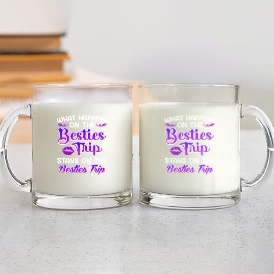 Besties Trip Friends Summer Vacation Spring Break Glass Mugs