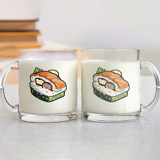 Sushi print Glass Mugs