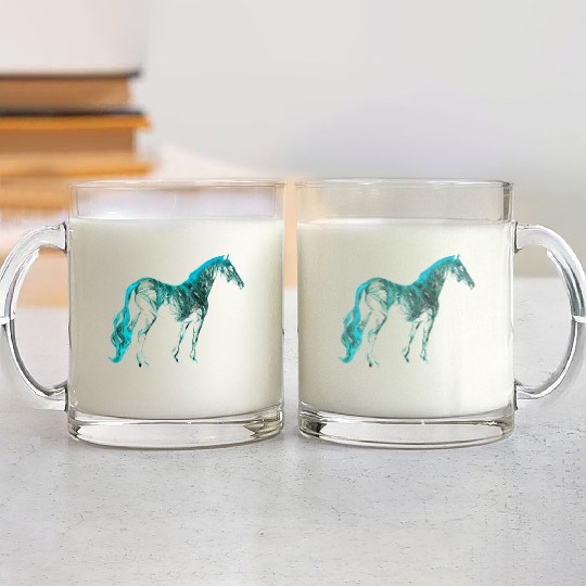 Turquoise Equestrian Art Horse Lover Western Rodeo Glass Mugs