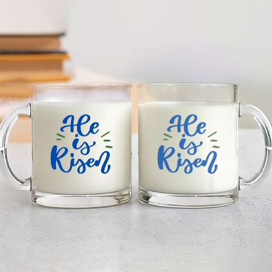He Is Risen Religious Easter Glass Mugs