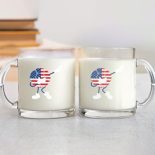 America USA Flag 4th Of July Soccer Player Glass Mugs