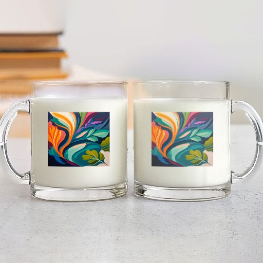 colorful and vibrant abstract painting Glass Mugs