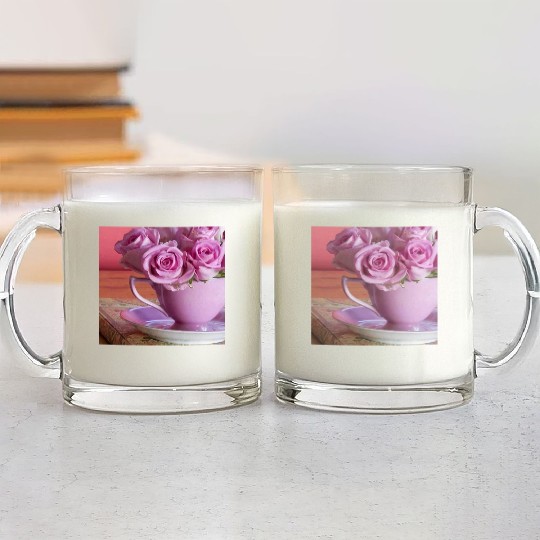 Beautiful Floral print Glass Mugs