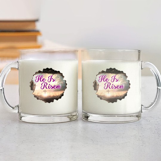 He Is Risen! Glass Mugs