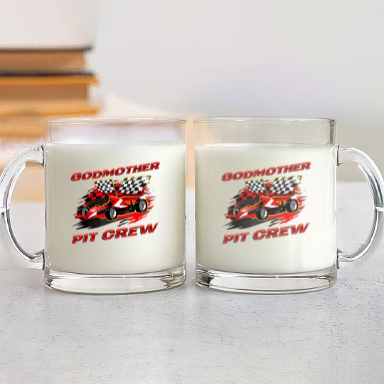 Godmother Pit Crew Race Car Birthday Party Racing Glass Mugs