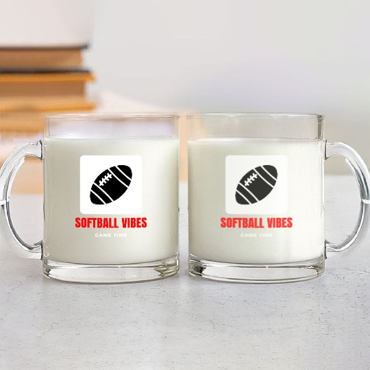 Softball vibes game time motivational design Glass Mugs