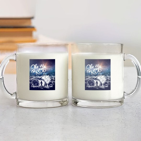 He Is Risen!Jesus,Easter, Bright & Morning Star Glass Mugs