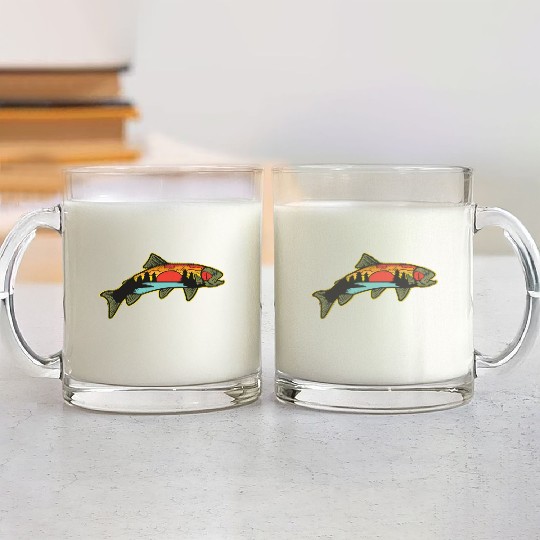 Trout Fishing Angler Nature Trout Bass Glass Mugs