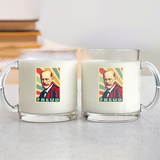 Sigmund Freud Vintage Colors Glass Mugs