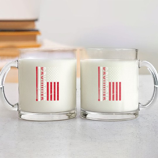 Us Flag Drummer Glass Mugs