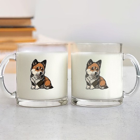 Akita Inu Puppy Glass Mugs