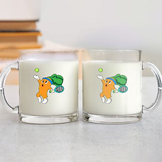 Carrot At Tennis With Tennis Racket Glass Mugs