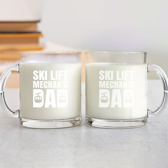 Ski Lift Mechanic Dad Glass Mugs