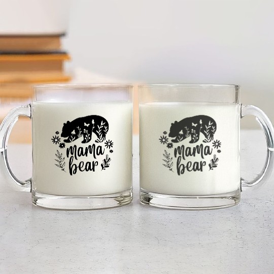 Floral Mama Bear Mother's Day Glass Mugs