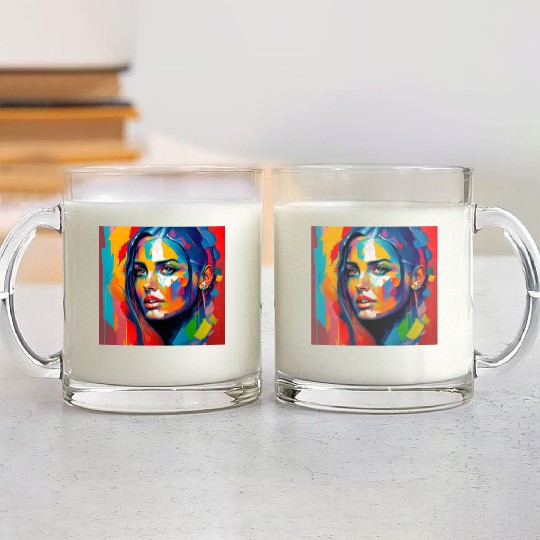Painting of a beautiful girl and beautiful colors Glass Mugs