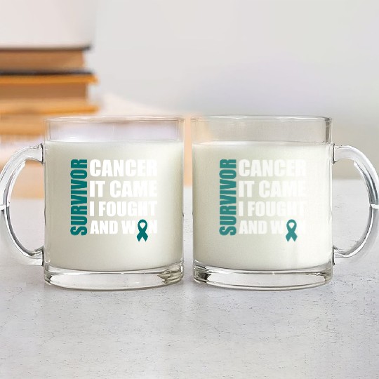Ovarian Cancer Fight Cancer Ribbon Glass Mugs