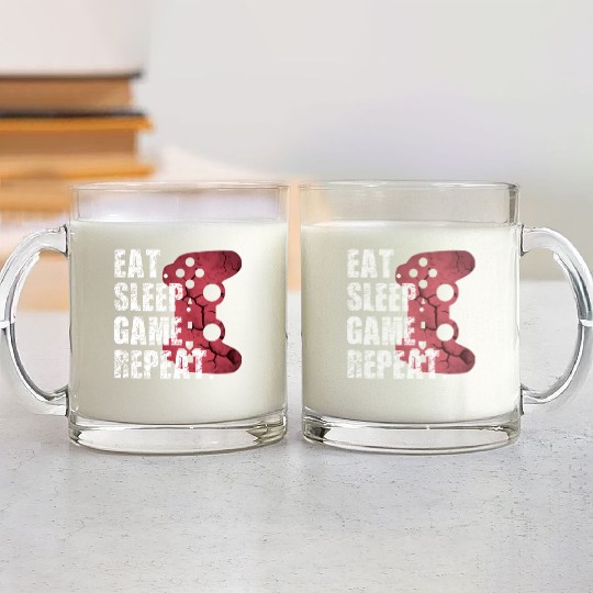 Gamer Video Games Eat Sleep Game Ns Glass Mugs