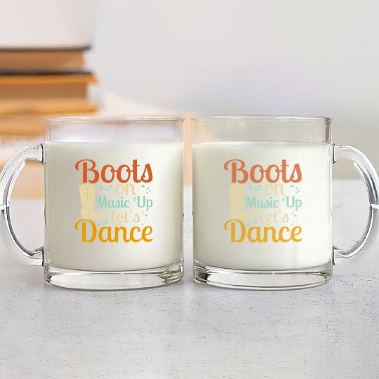 Boots On Music up Let's Dance Line Dance Country M Glass Mugs