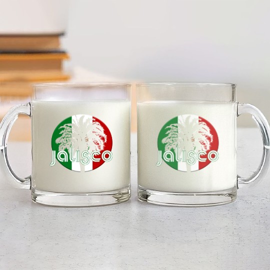 Jalisco Mexico Flag Native Palm Tree Mexican Glass Mugs