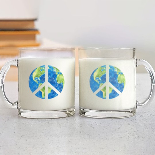 Peace On Earth World Peace Sign Glass Mugs