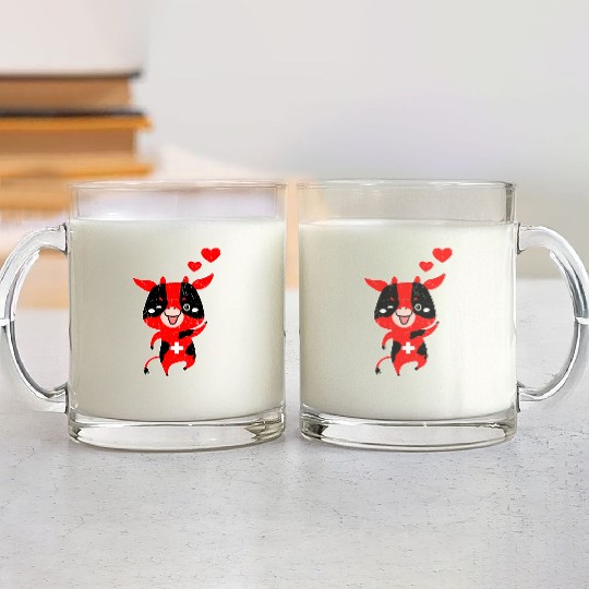 Switzerland Swiss Cow Glass Mugs