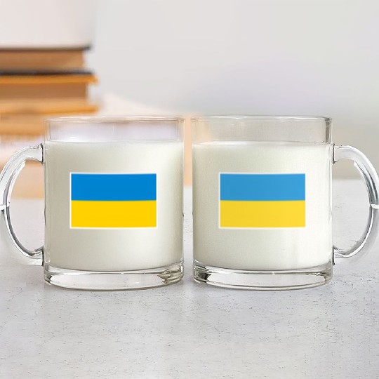 Ukraine Flag With Ukrainian National Colors Glass Mugs
