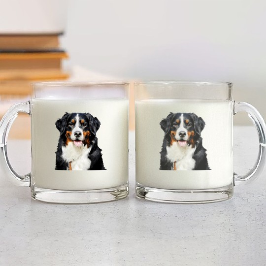 Portrait Of Bernese Mountain Dog Glass Mugs