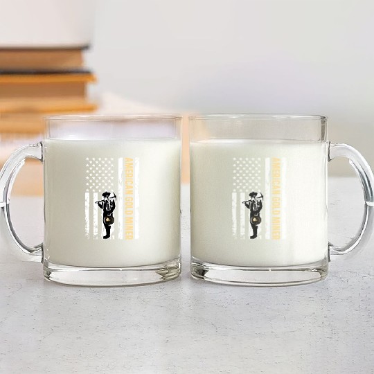 Golden US Flag for American Gold Miner Glass Mugs