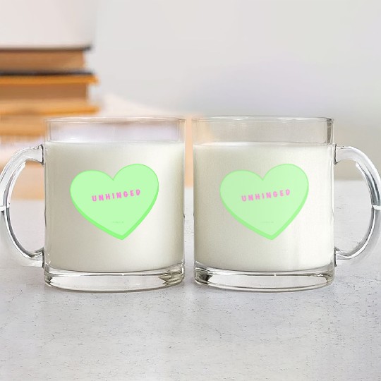 unhinged conversation heart Glass Mugs