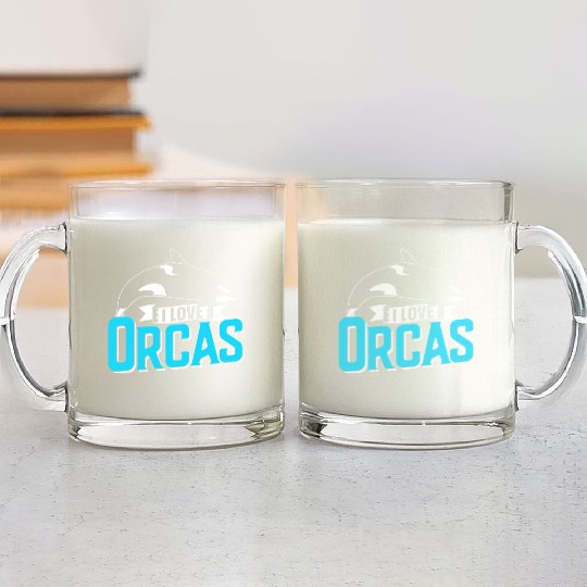 I Love Orcas Orca Whale Sea Glass Mugs