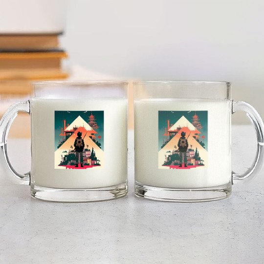 Starry Night Sky and Urban Vistas Glass Mugs