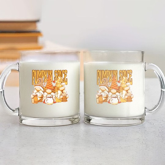 Gnomes Autumn Season Pumpkin Spice Hallothanksmas Glass Mugs