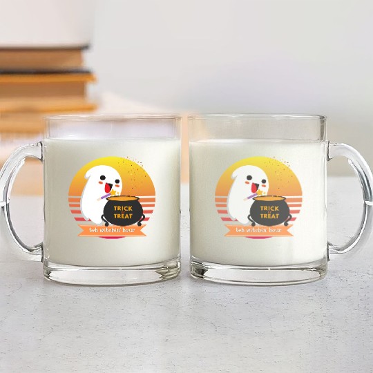 Halloween Cute Ghost Witching Hour Trick Or Treat Glass Mugs