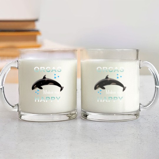 Orcas Make Me Happy Killer Whale Glass Mugs