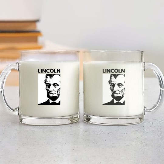 Black White Abraham Lincoln Glass Mugs