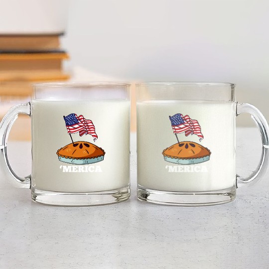 American Flag USA Apple Pie Merica 4th of July Glass Mugs