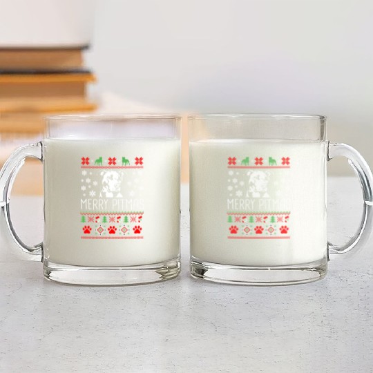 Pitbull Merry Pitmas Ugly Glass Mugs