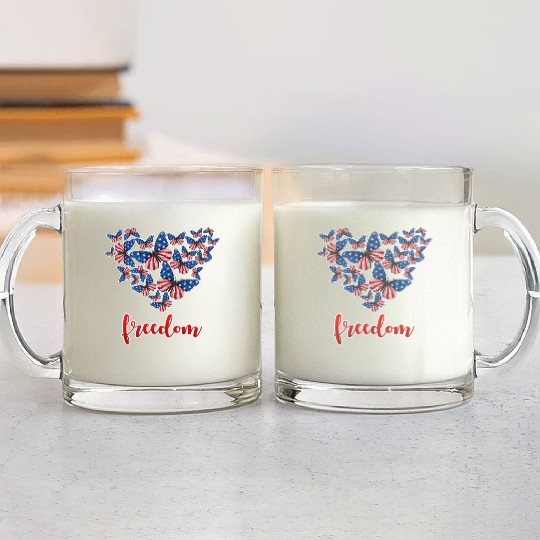 American Freedom Independence Day 4th July USA Glass Mugs