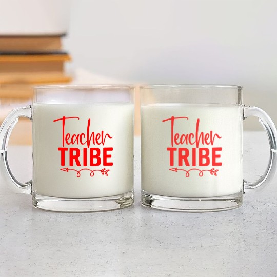 Red Quote Teacher Tribe Glass Mugs