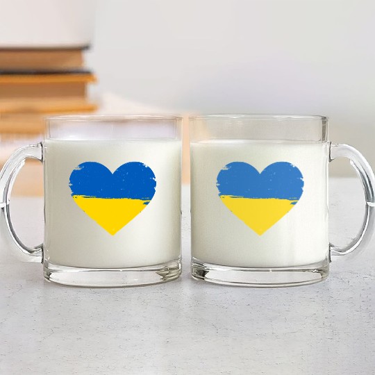 Ukraine Flag Ukrainian Heart Glass Mugs