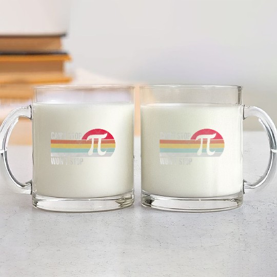 Can'T Stop Pi Won'T Stop Pi Day Vintage Retro Glass Mugs