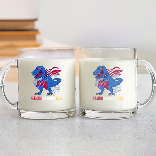 Amerisaurus Rex Independence Day USA Party Glass Mugs