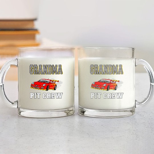Grandma Pit Crew Birthday Racing Car Theme Race Glass Mugs