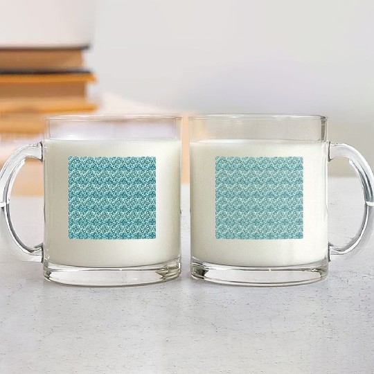 Retro Teal Pattern Glass Mugs