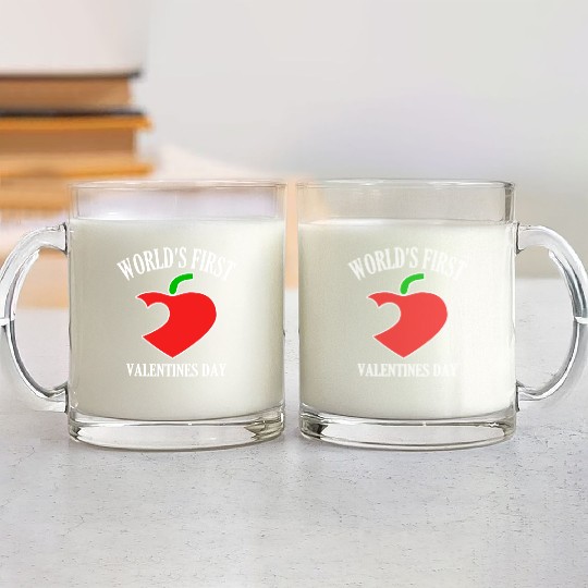 Funny Worlds First Valentines Day 80s nostalgia Glass Mugs